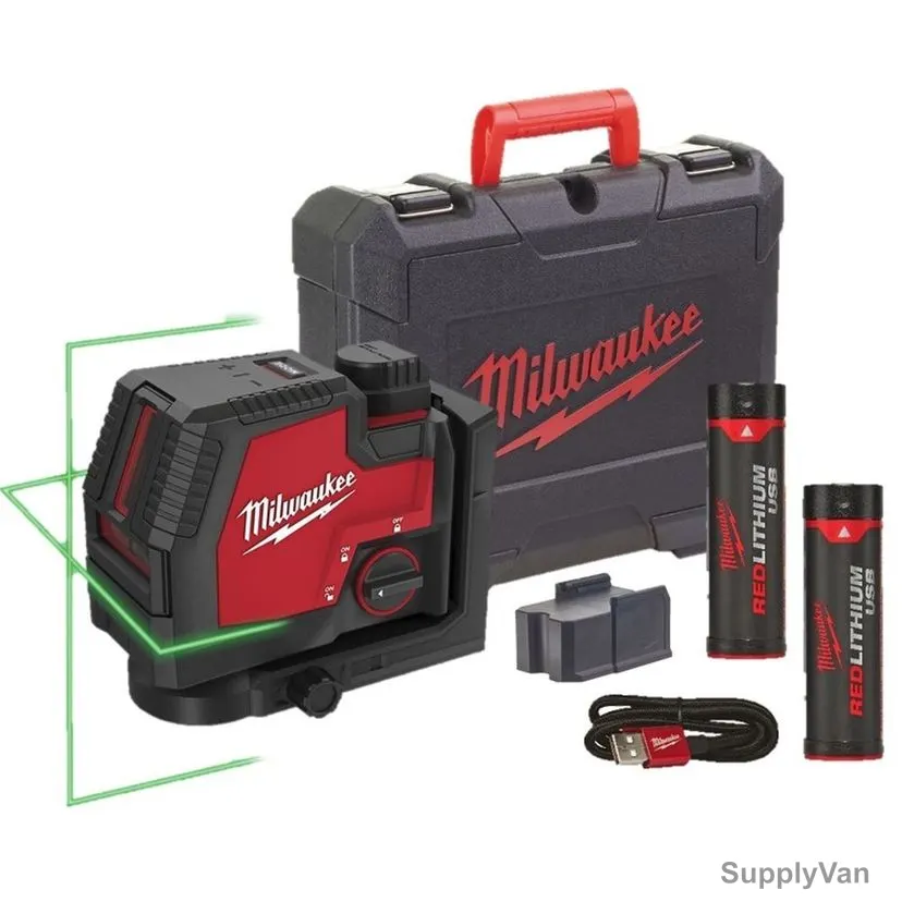 Milwaukee USB Rechargeable Cross Line Laser, L4-CLL-302, 30 Mtrs