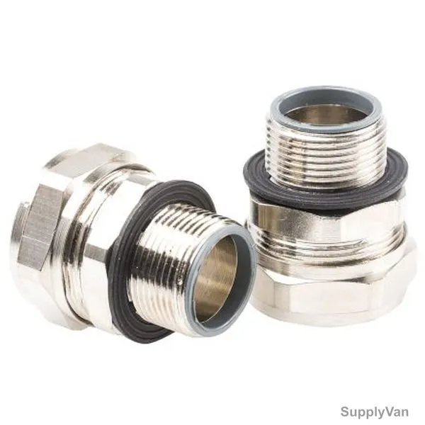 Adaptaflex Conduit Fitting W/ Locknut, SP25-M25-M-plus-LNB-M25, Brass, 25MM, Silver