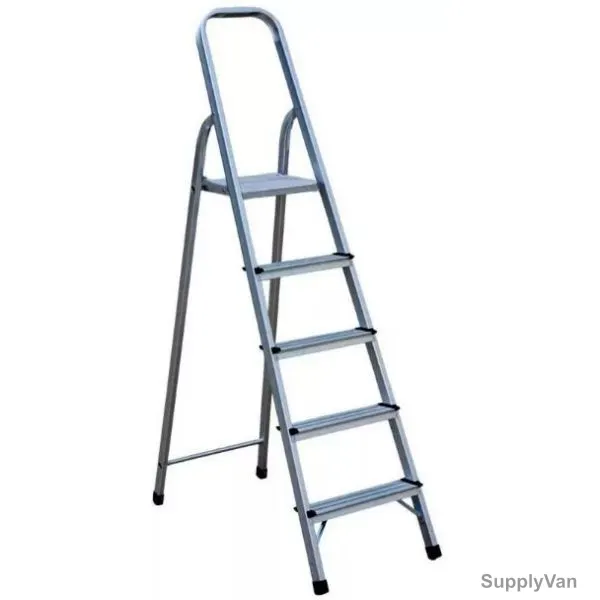 Robustline Step Ladder, 4 Steps, Steel, Silver