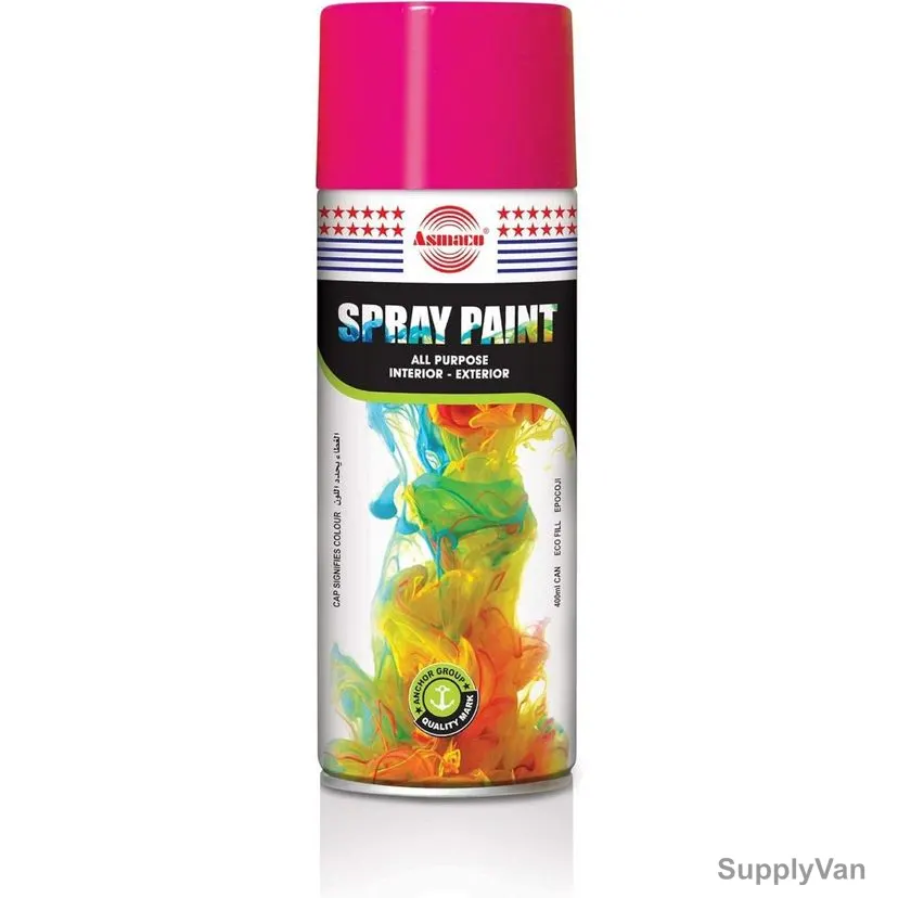 Asmaco All Purpose Interior and Exterior Spray Paint, 400ML, Fluorescent Pink