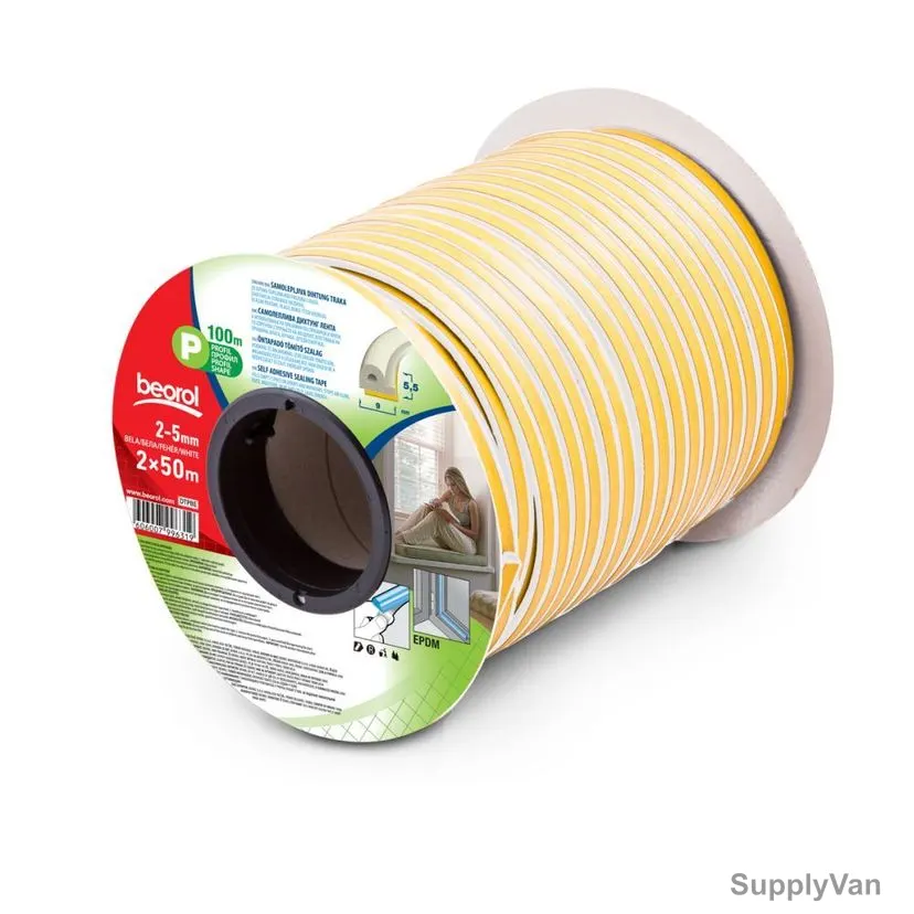 Beorol P Profile Seal Strip, DTPBE, 2x50 Mtrs, White