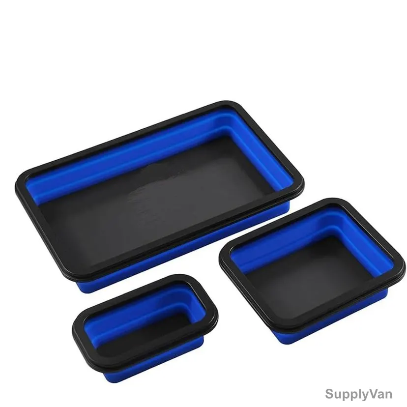 Tazweeq Foldable Magnetic Parts Tray Set, Silicon, Blue, 3 Pcs/Set — image 1