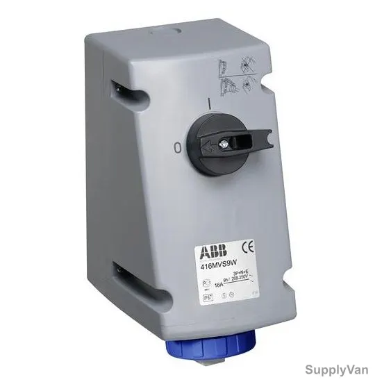 Abb Vertical Switched Interlocked Socket, 216MVS6W, 200-250V, IP67, 16A, Blue