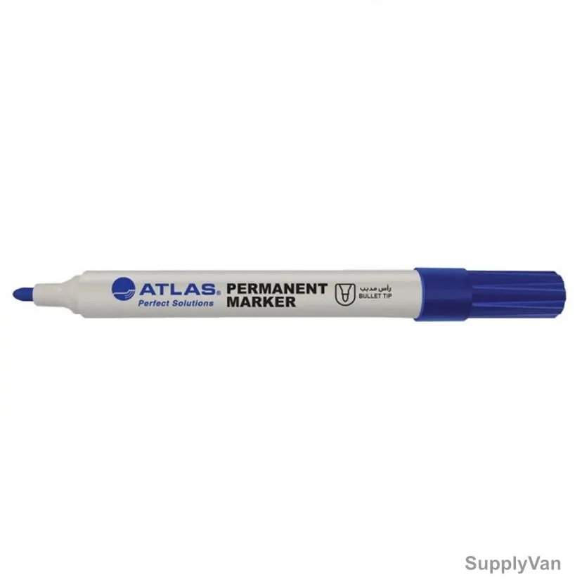Atlas Permanent Marker, AS-MP10-BE, 2.2-2.8MM Tip Size, Blue, 12 Pcs/Pack