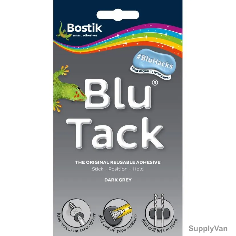Bostik Blu Tack The Original Reusable Adhesive, 30619627, 68GM, Dark Grey, 12 Pcs/Pack — image 1