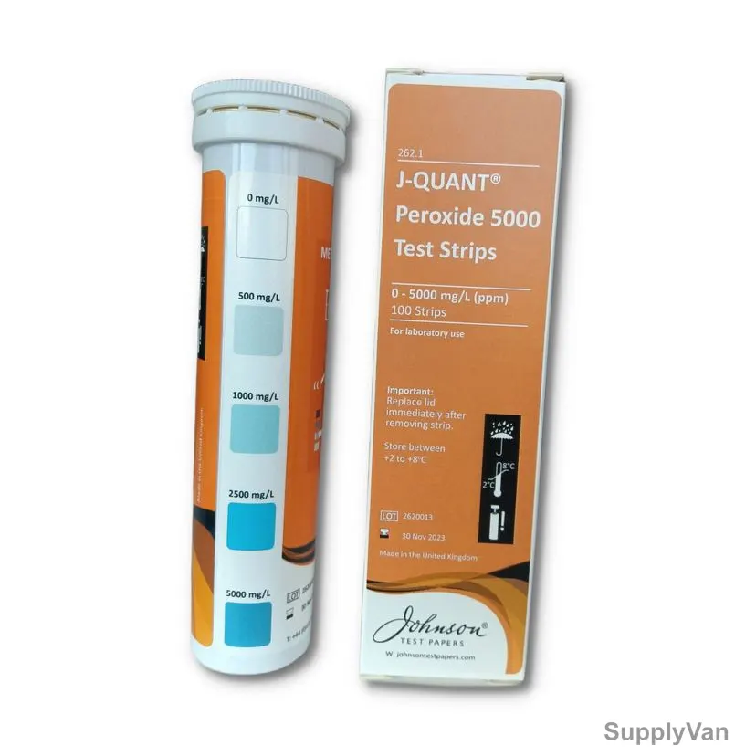 Johnson Peroxide Test Strip, 262.1, J-Quant, 0 to 5000 PPM, 100 Strips/Vial