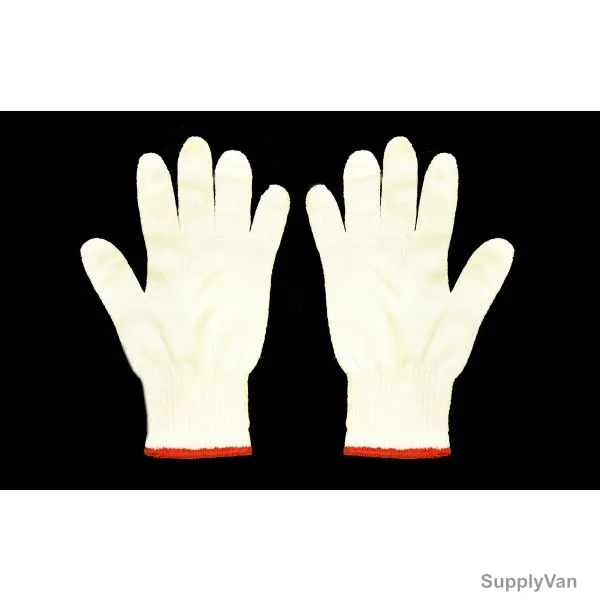 Ameriza Knitted Glove With Overlock, A106570822, Premium Cotton, Free Size, White and Red