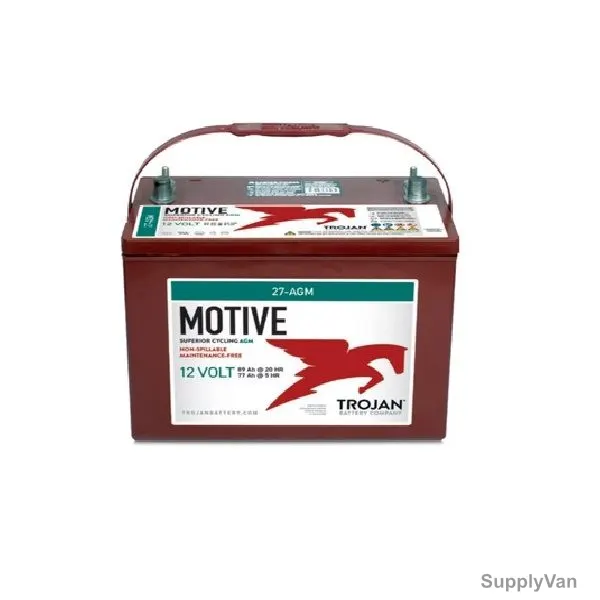 Trojan Motive Deep-Cycle AGM Battery, 27-AGM, 12V, 89 Ah, Maroon