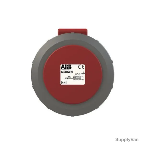ABB Pin and Sleeve Connector, 432BC6W, 5 Pole, 32A, Red and Grey
