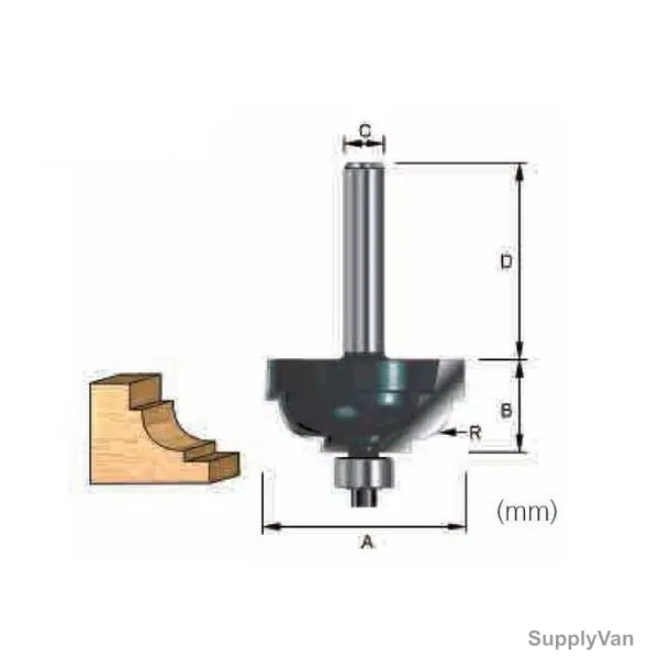 Makita Cavetto Router Bit, D-11689, 31.8x15.9MM
