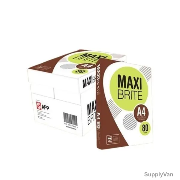 Maxi Brite Copy Paper, A4, 80 GSM, 500 Sheets, White, 5 Ream/Box — image 1