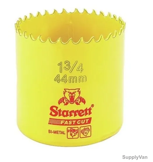 Starrett Hole Saw, FCH0134, High Speed Steel, 44MM, 5.5 TPI, Yellow
