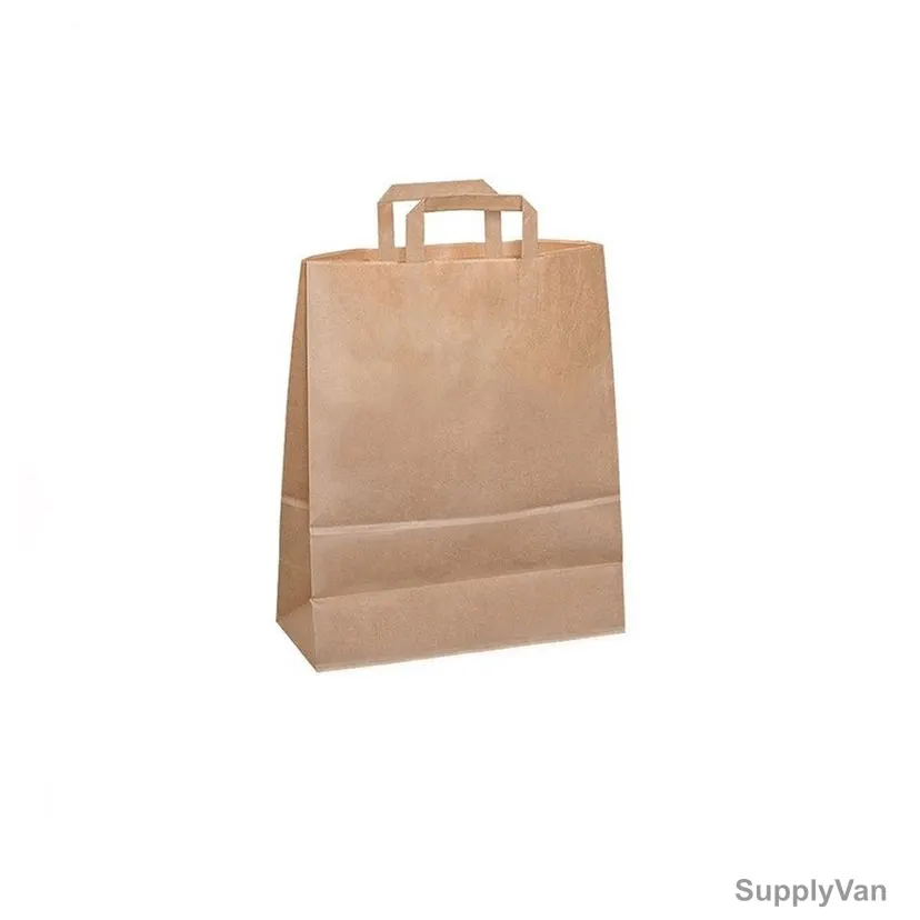 BYFT Disposable Paper Bag With Handle, 100 GSM, M, Brown, 25 Pcs/Pack