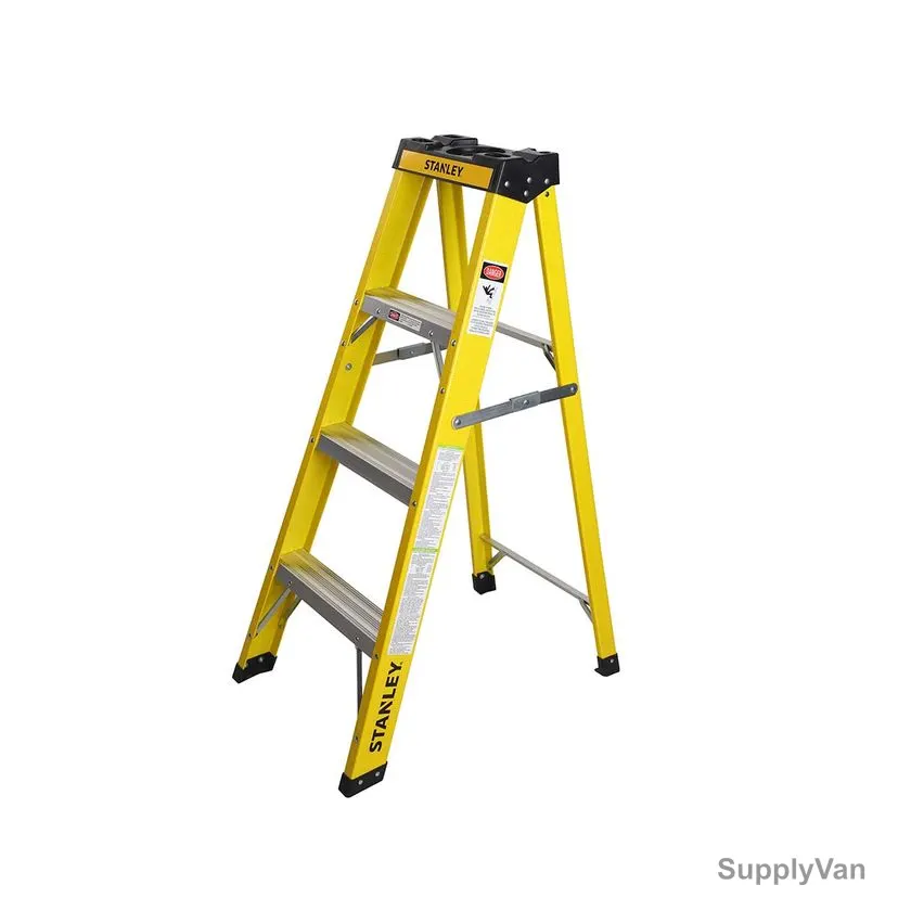Stanley Step Ladder, SXLDFG-003, Fiberglass, 3 Steps, 150 Kg Loading Capacity