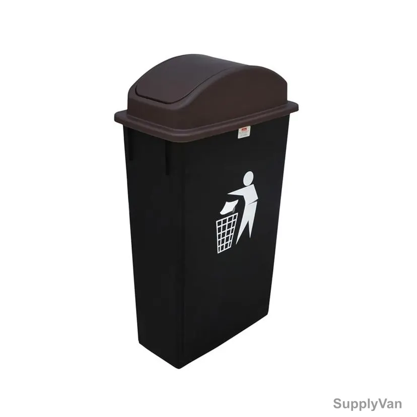 Brooks Ebony Swing Bin, BKS-SWG-1797, Plastic, 90 Ltrs Capacity, Grey/Brown