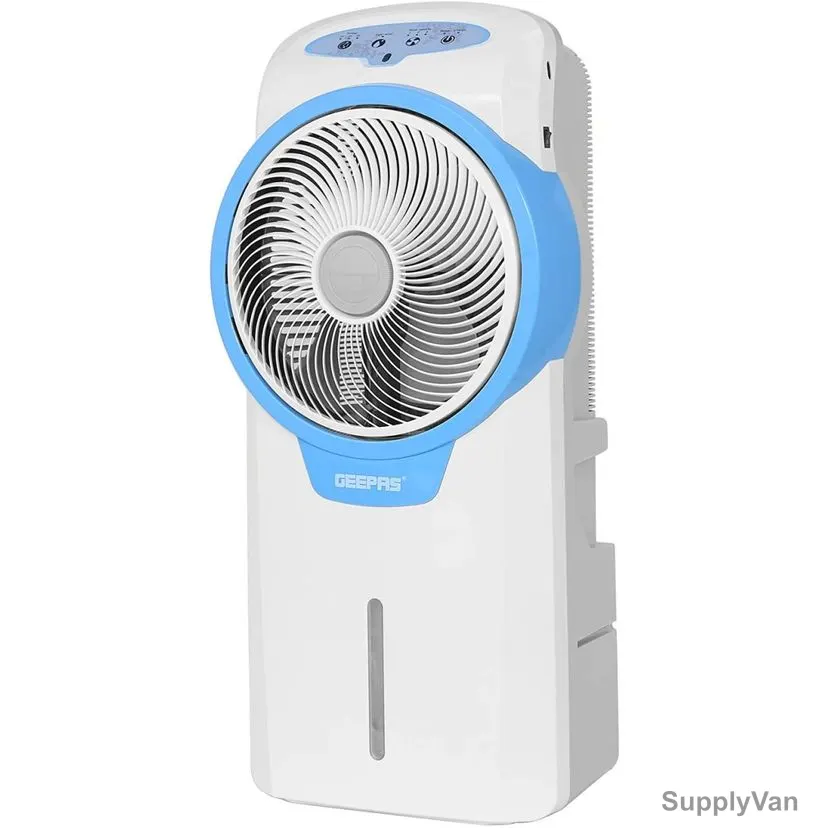 Geepas Rechargeable Air Cooler, GAC9580, Plastic, 12V, 4.5Ah, Blue/White
