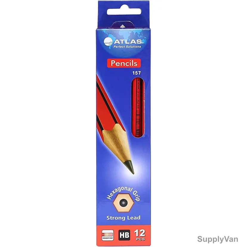 Atlas AS-PW-157-E HB Pencil With Eraser, ASP-PACK-22, Red/Black, 36 Pcs/Pack