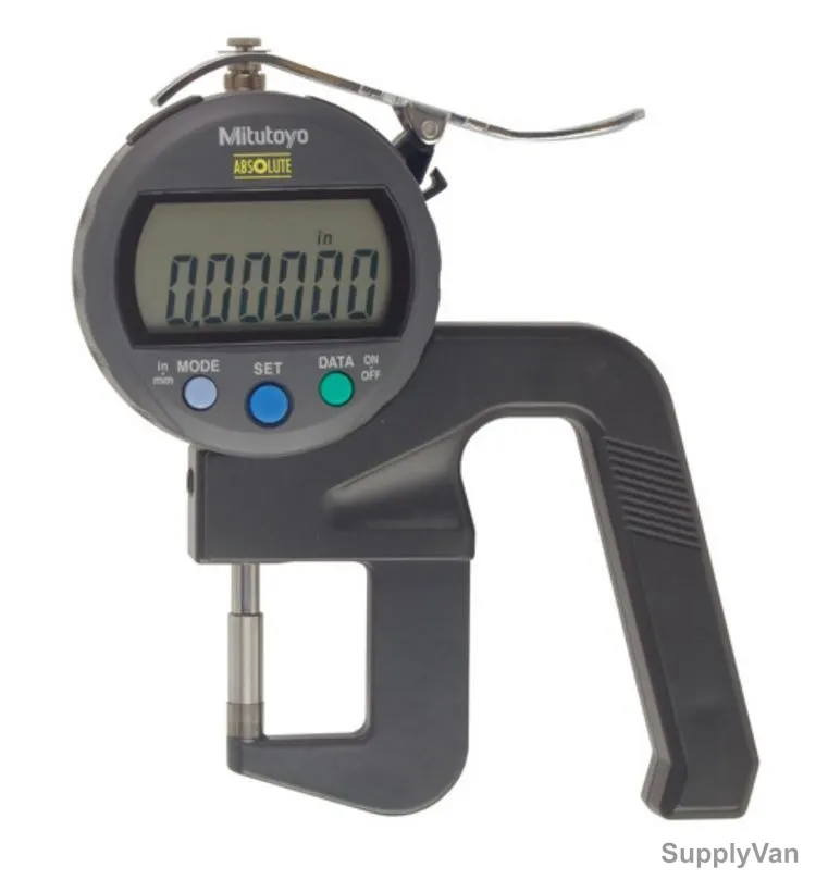 Mitutoyo Flat Anvil Type Digital Thickness Gauge, 547-400, 0-20MM