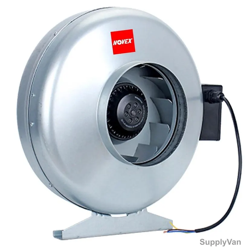 Novex Centrifugal In-Line Duct Fan, NV-ID6, Alloy Steel, 100W, 6 Inch, 2550 RPM, 414 CFM, Grey — image 1
