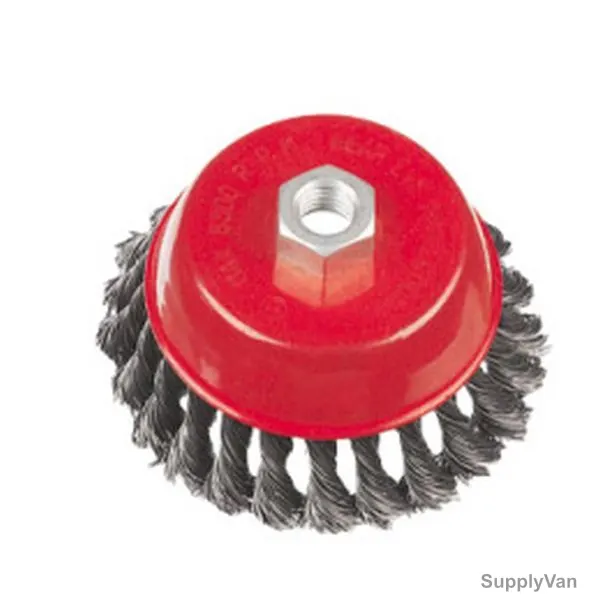 Twisted Cup Wire Brush, 3 Inch, Red and Grey