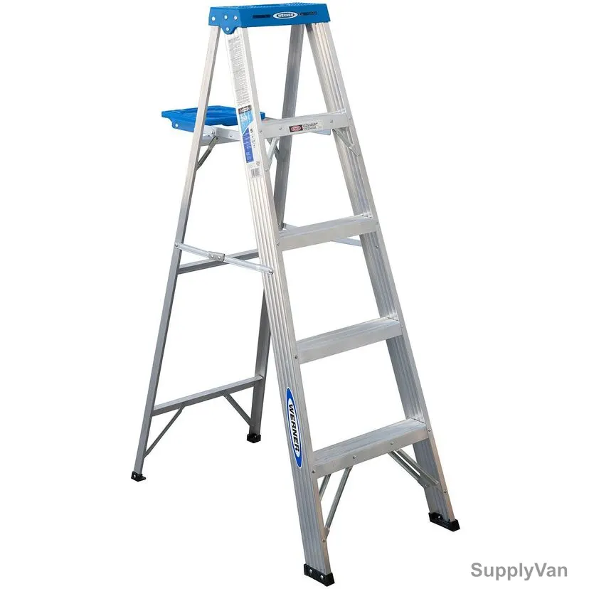 Werner Single Sided Step Ladder, 365, Aluminium, 5 Feet Height, 113 Kg Weight Capacity