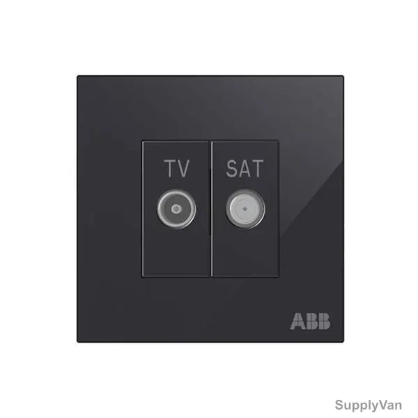 ABB TV and SAT Socket, AM31344-BG, Millenium, 1 Gang, Black Glass