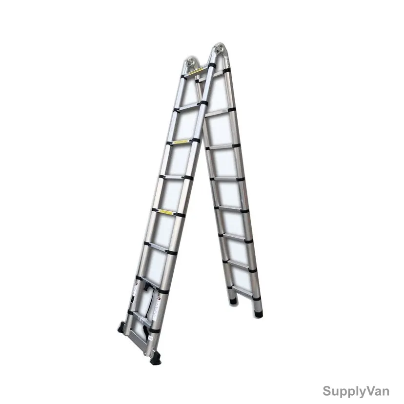 Topman Dual Purpose Telescopic Ladder, DPTL-50, Aluminium, 8+8 Steps, 5 Mtrs, 150 Kg Weight Capacity