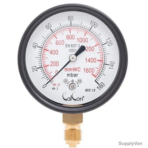 Calcon Capsule Pressure Gauge, CC9A, 63MM, 1/4 Inch, BSP, 0-160 Mbar