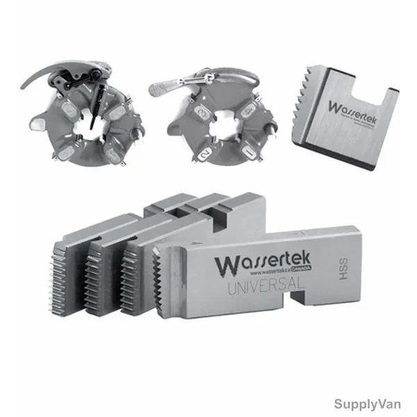 WASSERTEK Pipe Thread Die Set, DIES1234B, BSPT and NPT, 1/2-3/4 Inch, Silver
