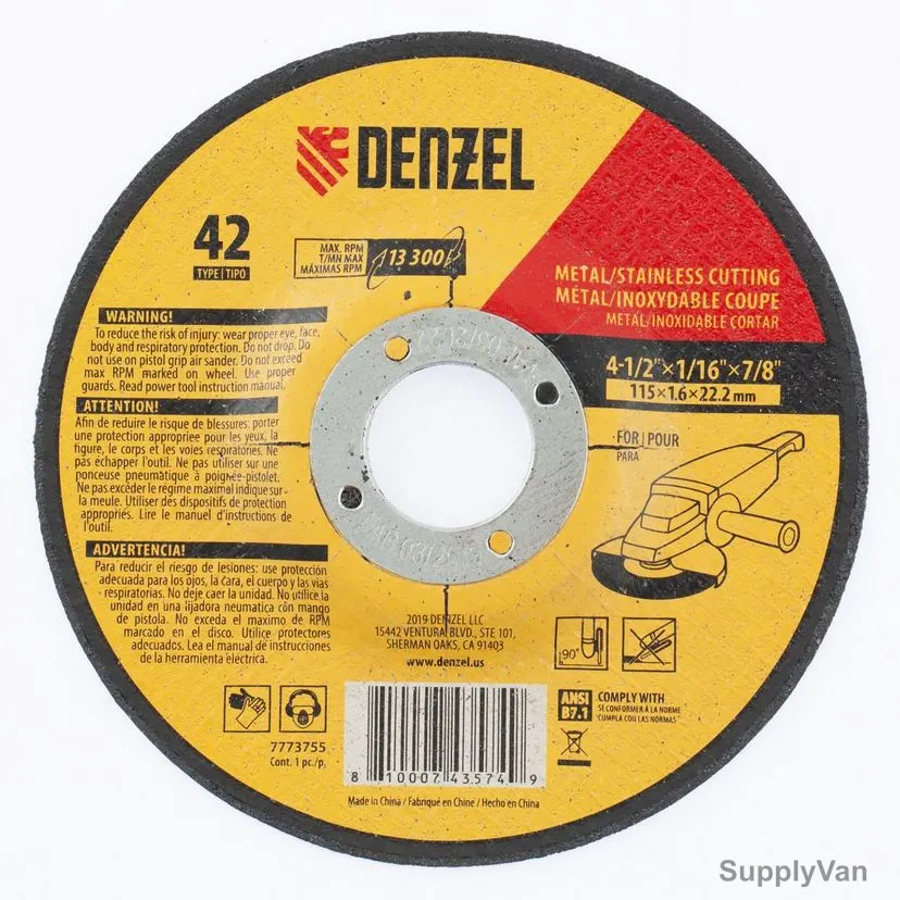 Denzel Metal Grinding Wheel, 7773755, Type 42, 115 x 1.6 x 22.2MM — image 1