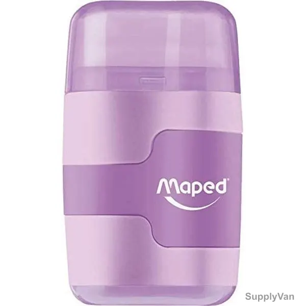 Maped Connect Pastel Color Pencil Sharpener With Eraser, MD-049231, 2 Hole, Purple, 20 Pcs/Pack