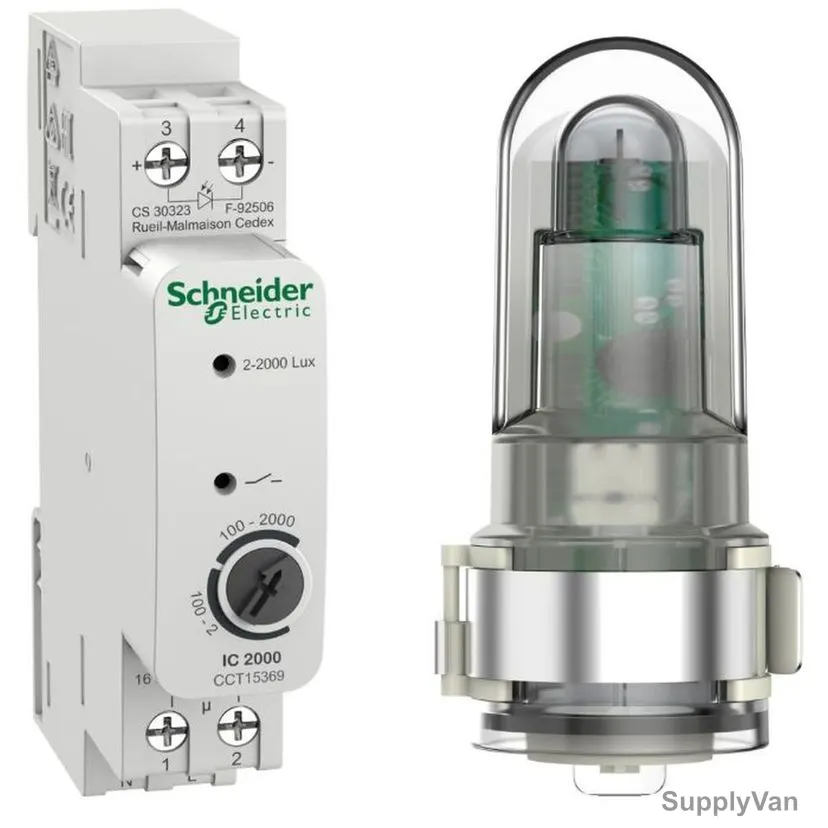 Schneider Electric Analogue Twilight Switch, CCT15369, Acti9 IC2000, 230VAC, 2-2000 Lux
