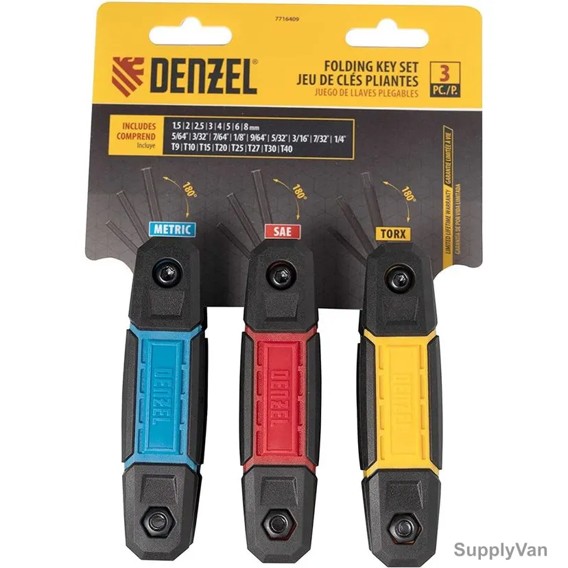 Denzel Folding Hex Key Set, 7716409, 3 Pcs/Set — image 1