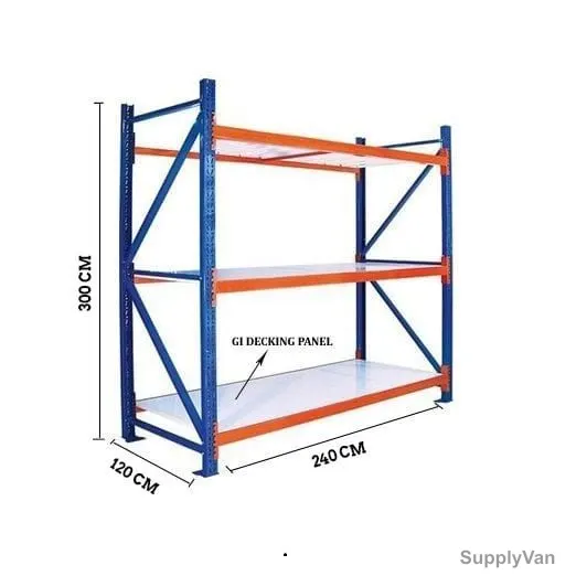 Ast Heavy Duty Racking, HD3001202403, 3 Shelves, 1000 Kg Capacity, HR Steel
