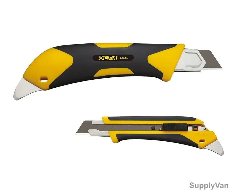 Olfa Heavy-Duty Cutter Knife, OL-L5-AL, Stainless Steel, Black/Yellow