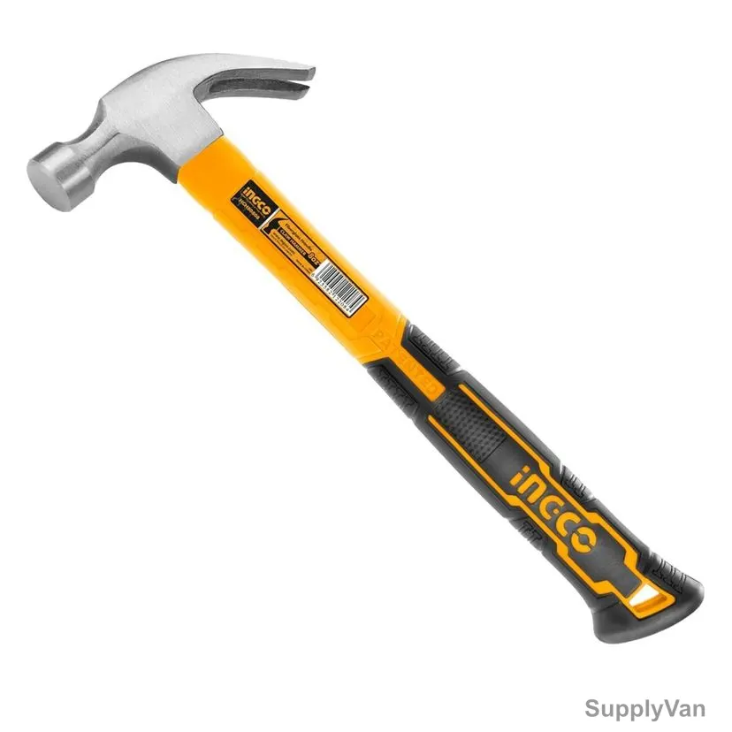 Ingco Claw Hammer With Fiberglass Handle, HCHS8008, Carbon Steel, 8 Oz Head Weight — image 1