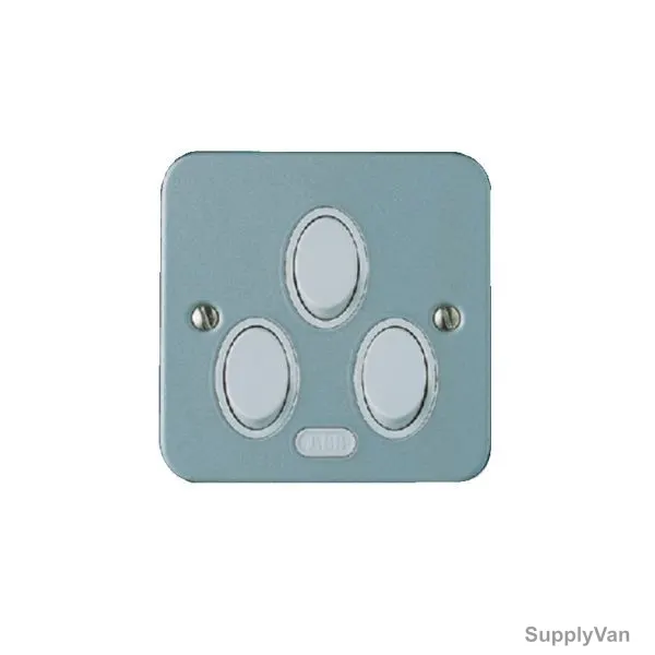 ABB Light Switch, CSWM302, Metal Clad, 3 Gang, 2 Way, 10A