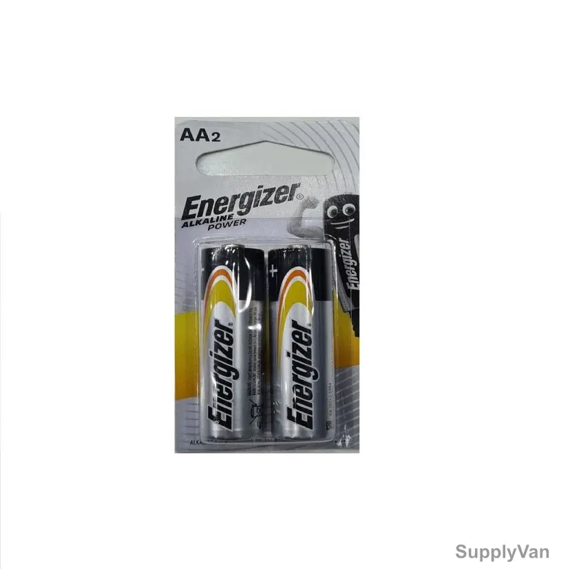 Energizer Alkaline Power AA2 Battery, LR6-AM3, 1.5V, 2 Pcs/Pack