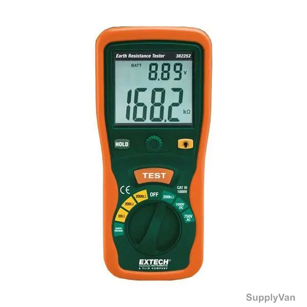 Extech Earth Ground Resistance Tester Kit, 382252, 0.01 Ohm