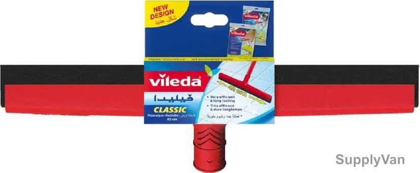 Vileda Classic Floor Wiper With Stick, VLFC70336A, Foam, 42CM, Red and Black