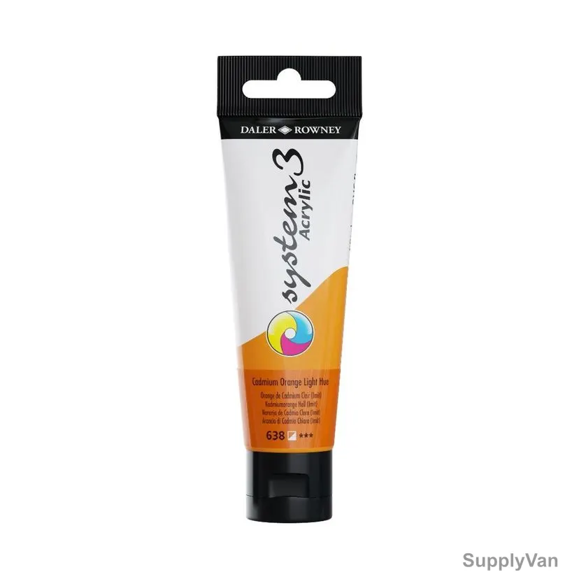 Daler Rowney System3 Acrylic Paint, 129059638, 59ml, 638 Cadmium Orange Light Hue — image 1