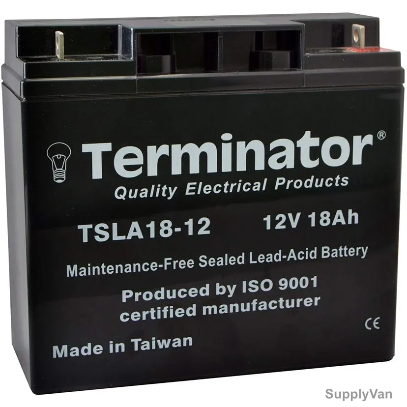 Terminator Rechargeable Sealed Lead Acid Battery, TSLA-18-12, 12V, 18.0Ah