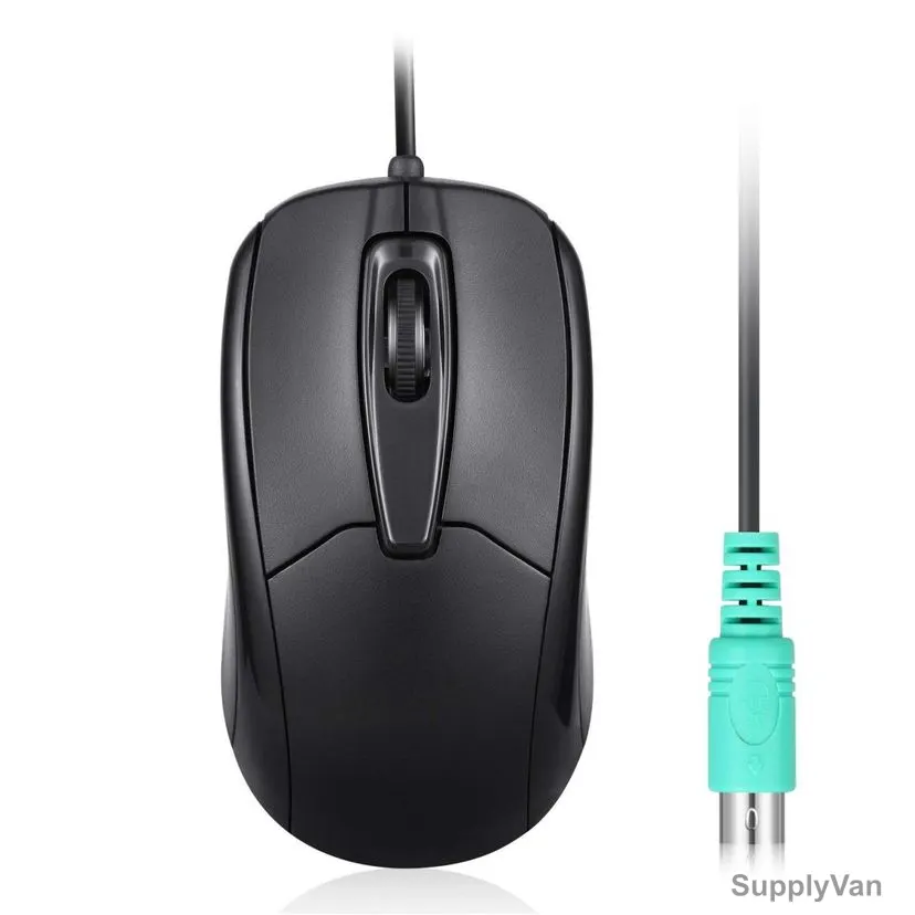 Perixx Wired PS2 Computer Mouse With Scroll Wheel, Perimice-209P, 1000 DPI, 1.8 Mtrs Cable Length, Black