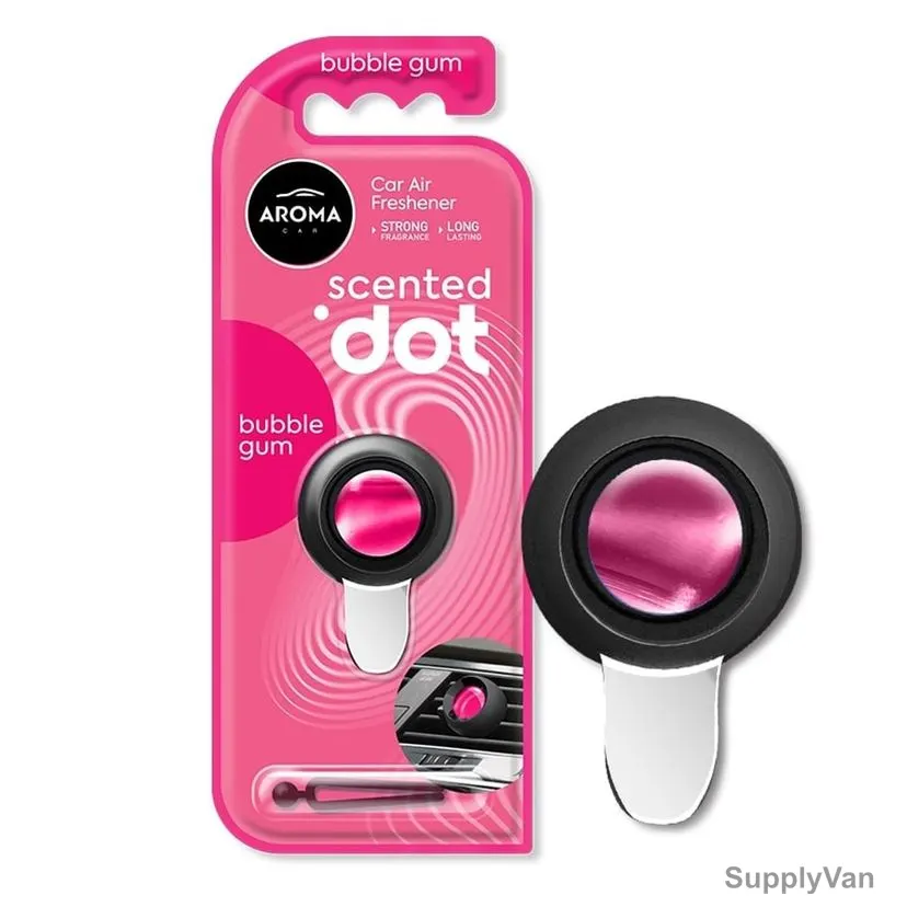 Aroma Scented Dot Car Air Freshener, Vent Clip, Bubble Gum, 8ML, 2 Pcs/Pack