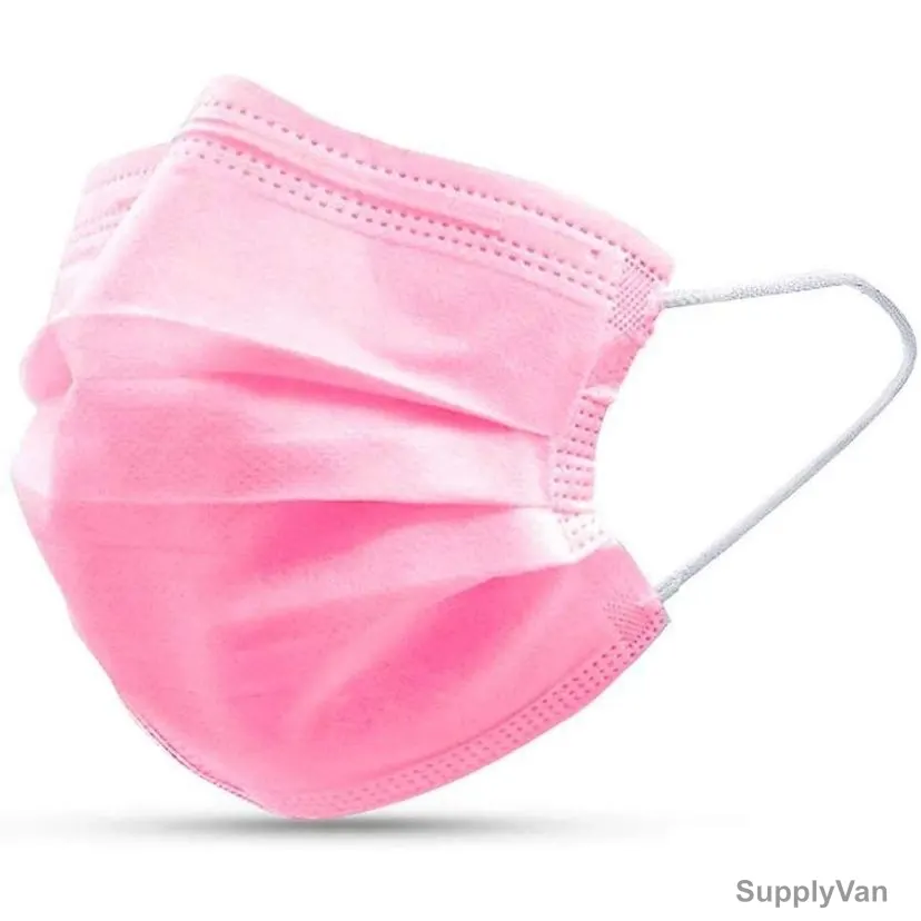 Disposable Face Mask, Non-Woven, 3 Layer, Pink, 50 Pcs/Pack — image 1
