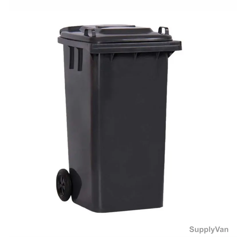 Palletco Mobile Garbage Bin, HDPE/PP, 720MM Length x 580MM Width, 240 Ltrs Capacity, Black — image 1