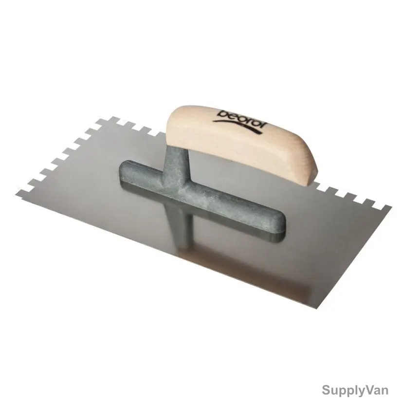 Beorol Plastering Trowel, GRNDM8, Wood/Stainless Steel, 0.7MM Thk, 130MM Width x 270MM Length