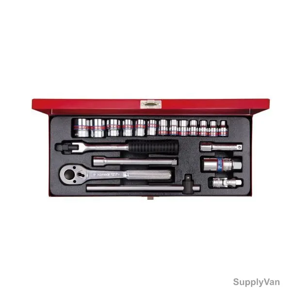 Kingtony Socket Wrench Set, 3020SR02, 1/4 Inch to 7/8 Inch, 20 Pcs/Set