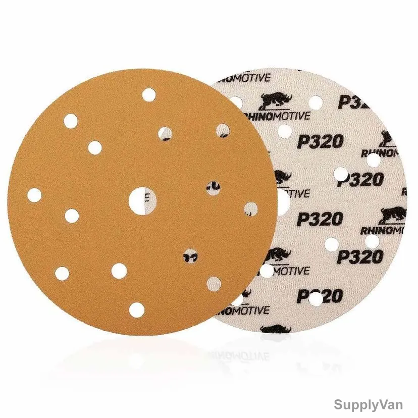 Rhinomotive Multi-Purpose Abrasive Disc, R1505, 150MM, P320, Gold, 100 Pcs/Box — image 1