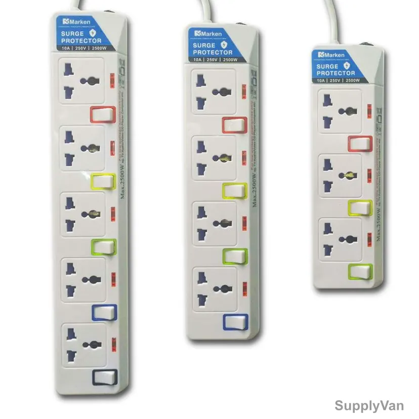 Narken Universal Power Extension Socket, 5 Way, 13A, White